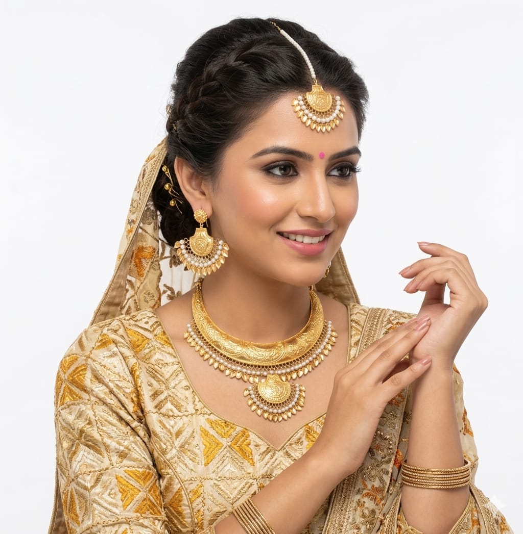 Gold Plated Hasli Set Traditional Punjabi jewellery J0252 3 Gold Plated Hasli Set Traditional Punjabi Jewellery J0252