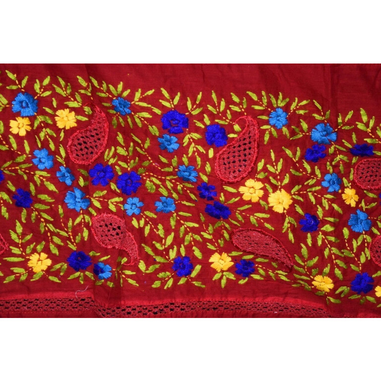 Designer Cotton Jali Hand Embroidered Partywear Dupatta D0760