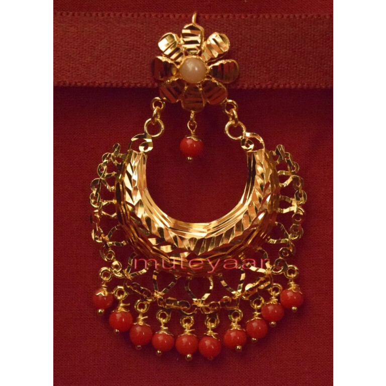 Gold Plated Traditional Punjabi Jewellery Earrings + Tikka set J0233