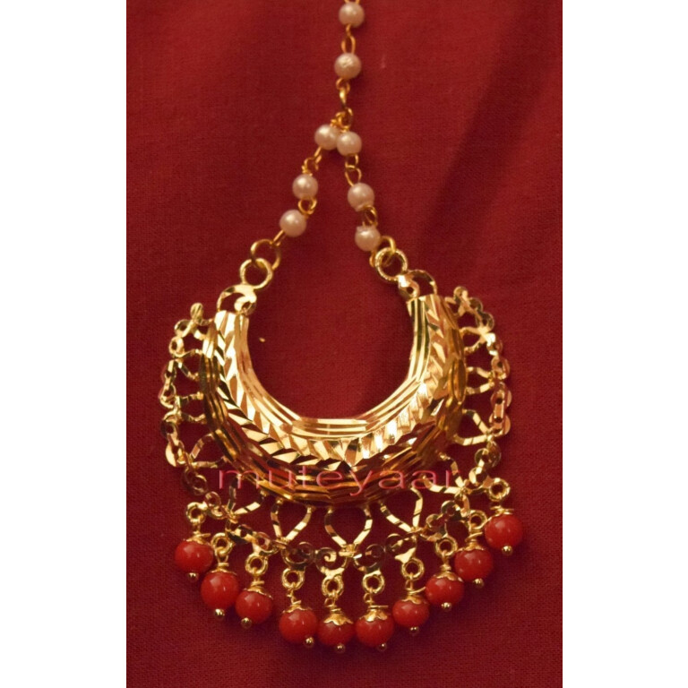 Gold Plated Traditional Punjabi Jewellery Earrings + Tikka set J0233