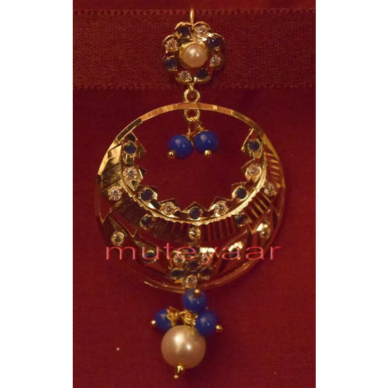 Gold Plated Traditional Punjabi Jewellery Earrings + Tikka set J0234