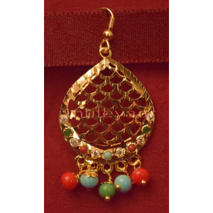 Gold Plated Traditional Punjabi Jewellery Earrings + Tikka set J0243
