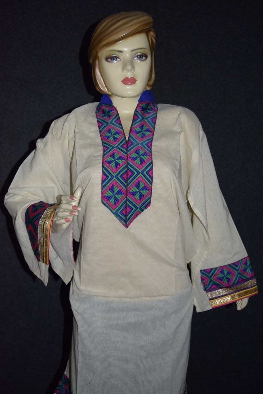 Semi Stitched M/C embroidered Cotton Parallel Pants kameez Suit M0325 2