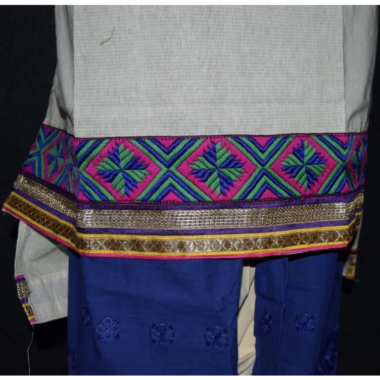 Semi Stitched M/C embroidered Cotton Parallel Pants kameez Suit M0325