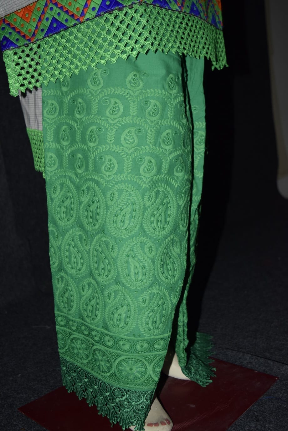 Semi Stitched M/C embroidered Cotton Parallel Pants kameez Suit M0326 4