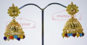 Muticolor Beads Gold Plated Punjabi Traditional Jewellery Earrings Jhmki J0265