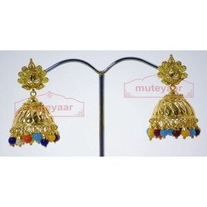 Muticolor Beads Gold Plated Punjabi Traditional Jewellery Earrings Jhmki J0265