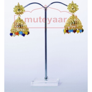 Muticolor Beads Gold Plated Punjabi Traditional Jewellery Earrings Jhmki J0265