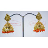 Orange Beads Gold Plated Punjabi Traditional Jewellery Earrings Jhmki J0279