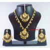 Gold Plated Traditional Punjabi Jewellery Earrings Tikka Pendant set J0178