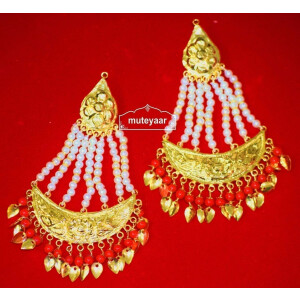 Gold Polished Punjabi Traditional Jewellery Earrings Long Jhumka J0297