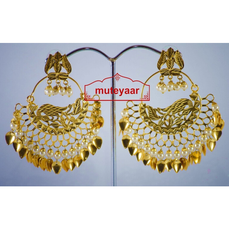 Hand Made Gold Plated Morni Design Traditional Punjabi Earrings Jhumka J0306