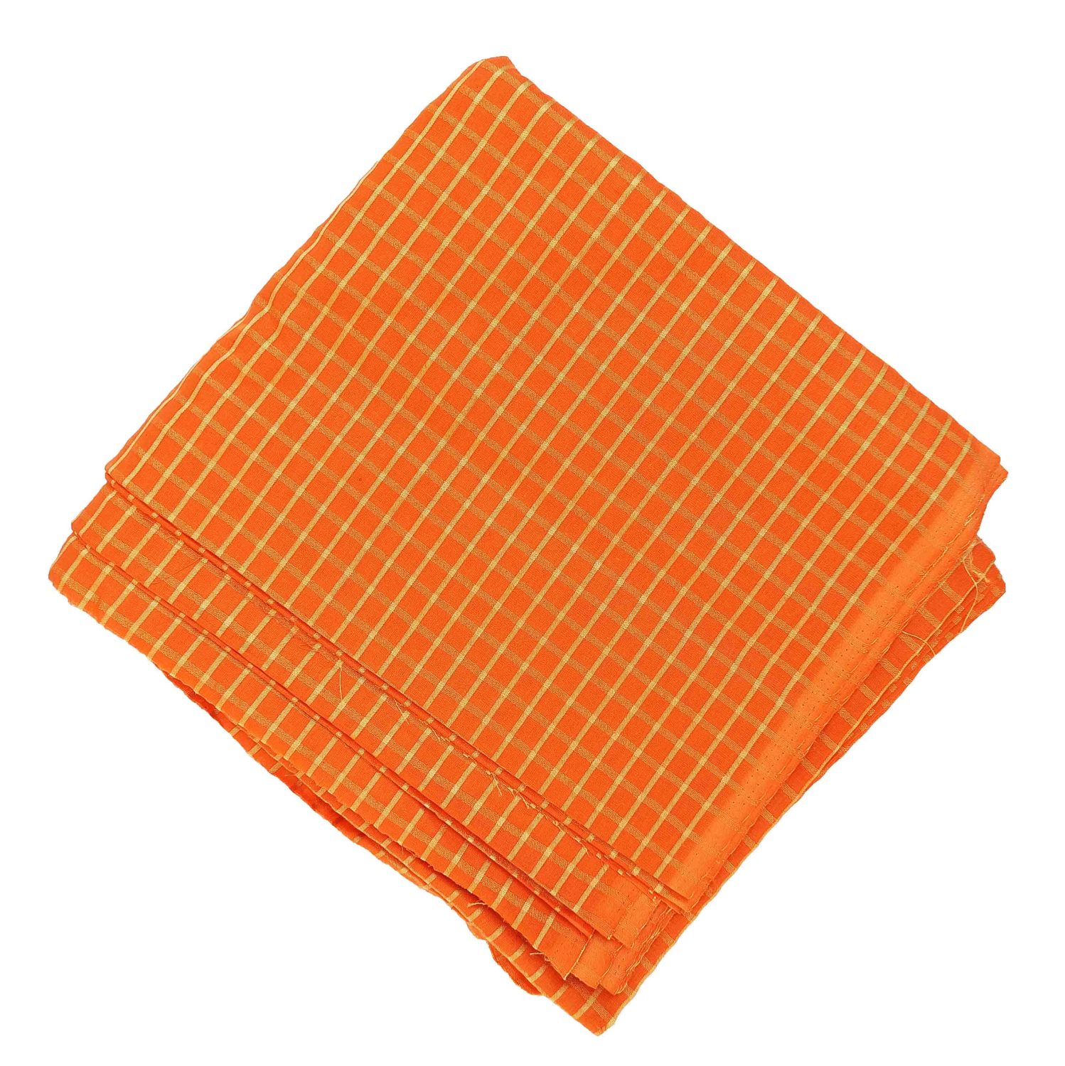 Orange Cotton Golden Check Suit Piece CJ027 3 Orange Cotton Golden Check Suit Piece CJ027