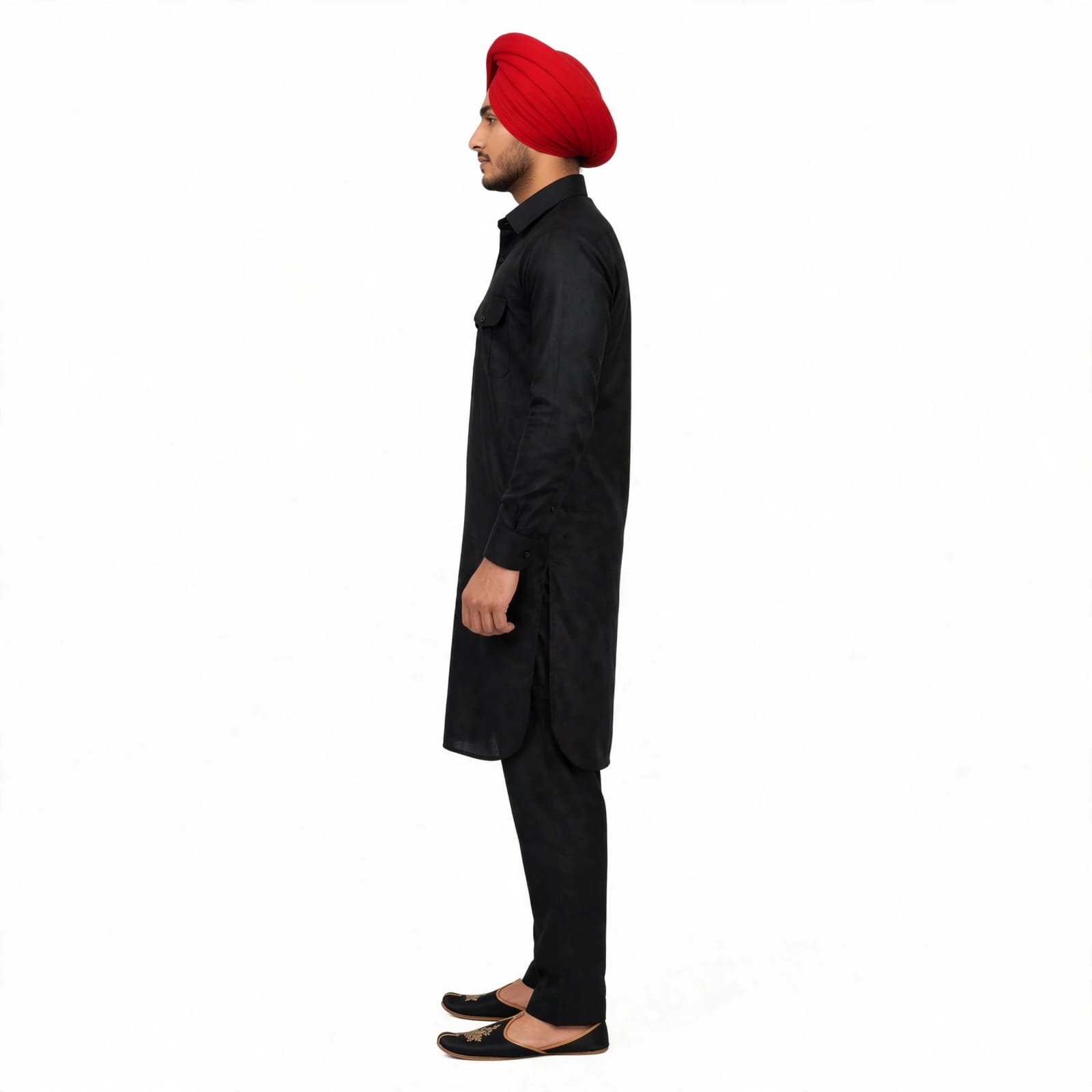 Muktsari Kurta Pajama Punjabi Custom Stitching for Men KP007 9 Black Muktsari Kurta Pajama Traditional Punjabi Custom Stitched for Men KP007