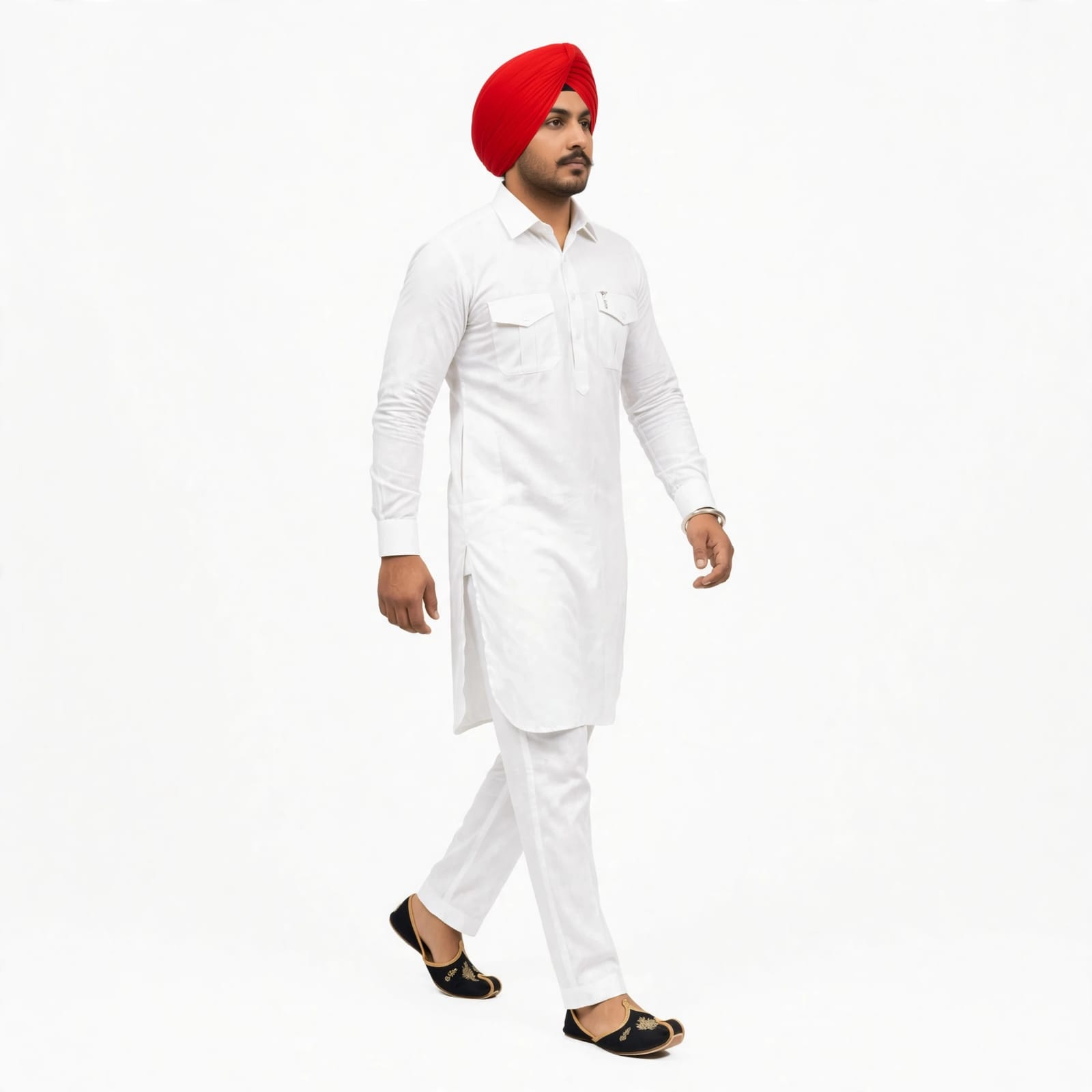 Muktsari Kurta Pajama Punjabi Custom Stitching for Men KP007 5 White Muktsari Kurta Pajama Traditional Punjabi Custom Stitched for Men KP007