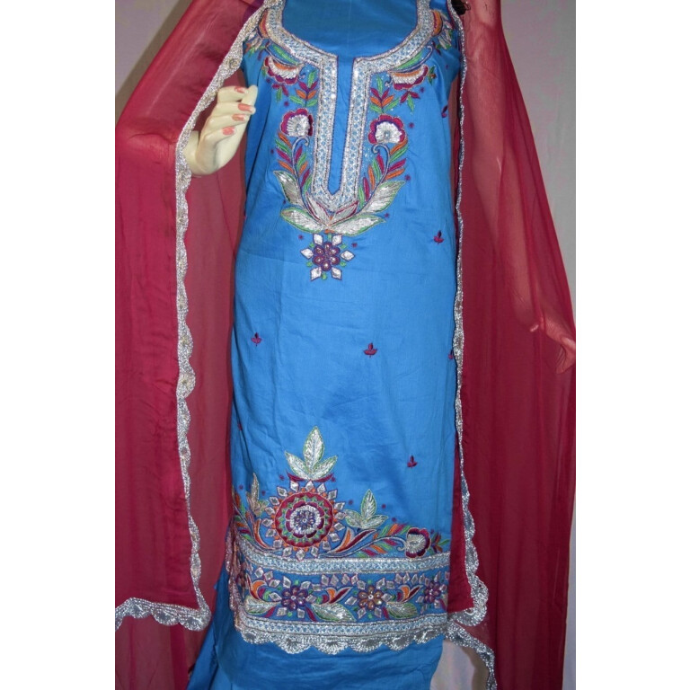 Designer Gota Patti Embroidery 100% cotton Salwar Suit CHIFFON Dupatta RM330