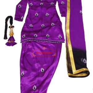 Purple Black Girl’s embroidered Giddha Bhangra Costume outfit dress