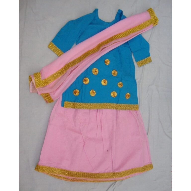 Pink Blue custom made GIDDHA  Costume outfit ghagra dress