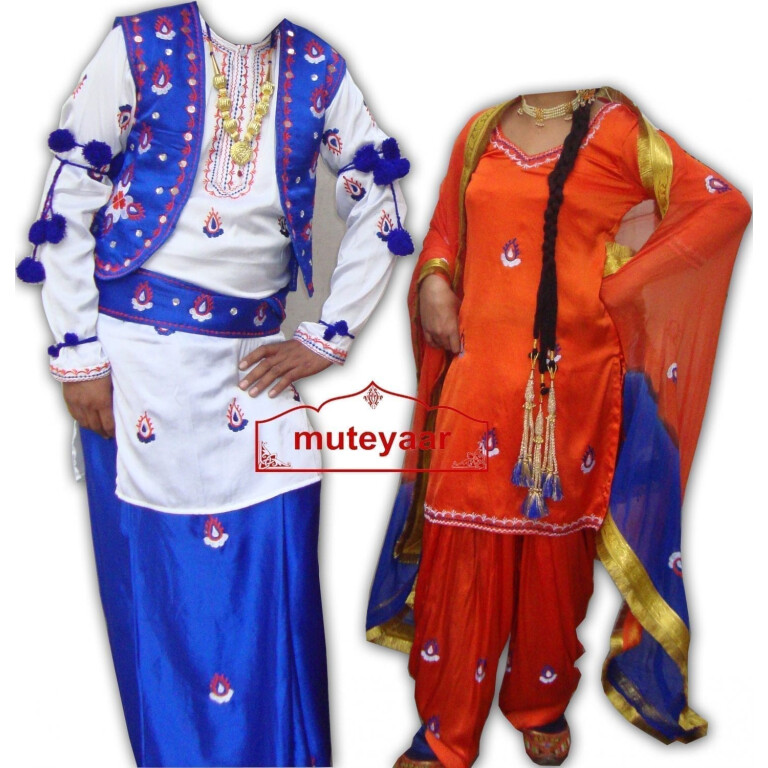 embroidered Bhangra dance Costume - BOYS + GIRLS SET