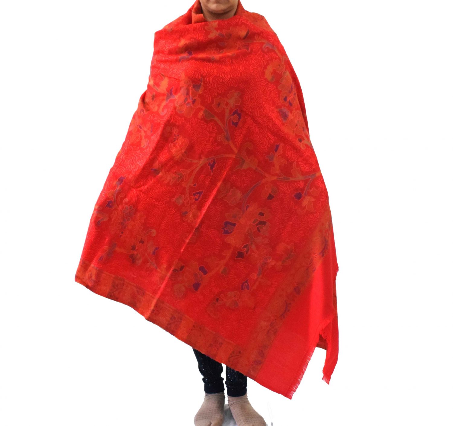 Red Kashmiri Shawl Kani Embroidery Work pure wool Pashmina wrap C0661 1