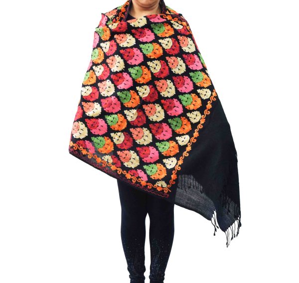 Black Kashmiri Stole Heavy Embroidery Work Pashmina C0670 3 Black Kashmiri Stole Heavy Embroidery Work Pashmina C0670