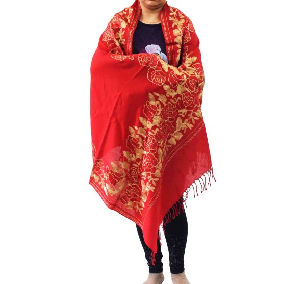Redish Maroon Stole Border Work Kashmiri Pashmina wrap C0675 3 redish maroon stole