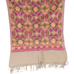 Fawn Kashmiri Stole Multicolour Heavy Embroidery Work pure wool Pashmina C0687