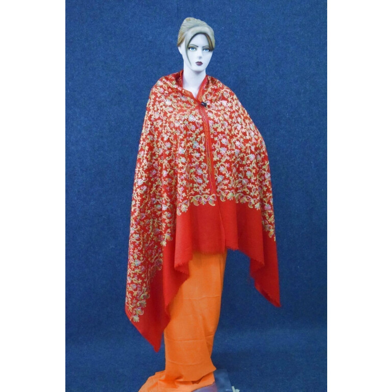 Red Bridal Kashmiri Shawl pure wool Pashmina all over embroidery C0641 Red Bridal Kashmiri Shawl pure wool Pashmina all over embroidery C0641
