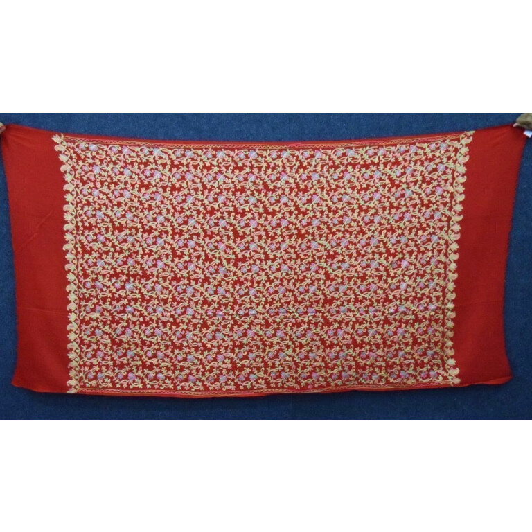 Red Bridal Kashmiri Shawl pure wool Pashmina all over embroidery C0641 Red Bridal Kashmiri Shawl pure wool Pashmina all over embroidery C0641