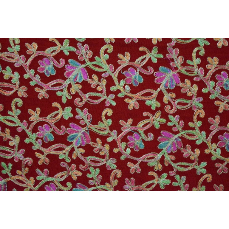 Red Bridal Kashmiri Shawl pure wool Pashmina all over embroidery C0641