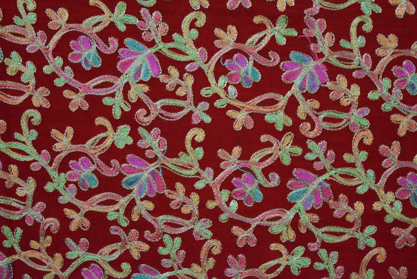 Red Bridal Kashmiri Shawl pure wool Pashmina all over embroidery C0641 3