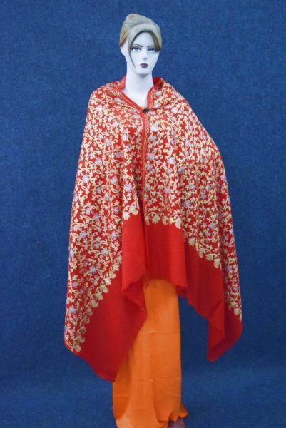 Bridal Red Kashmiri Shawl pure wool Pashmina all over embroidery C0643 7 Bridal Red Kashmiri Shawl pure wool Pashmina all over embroidery C0643