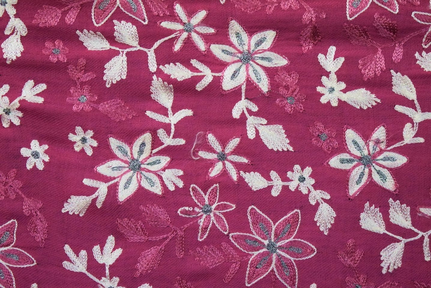 Pink Kashmiri Shawl pure wool Pashmina all over Zari embroidery C0647 3
