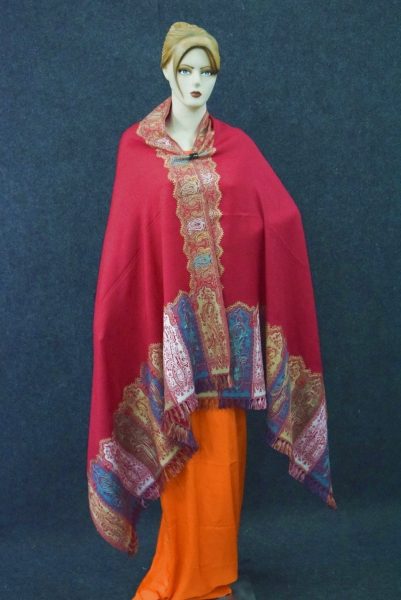 Dark Red Kashmiri Shawl pure wool Kani Pashmina wrap C0649 3 Dark Red Kashmiri Shawl pure wool Kani Pashmina wrap C0649
