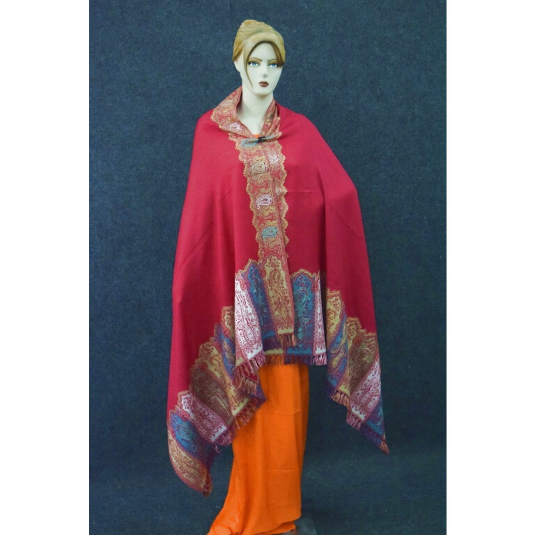 Dark Red Kashmiri Shawl pure wool Kani Pashmina wrap C0649 Dark Red Kashmiri Shawl pure wool Kani Pashmina wrap C0649