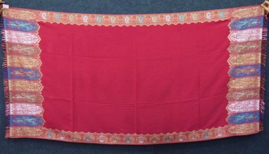 Dark Red Kashmiri Shawl pure wool Kani Pashmina wrap C0649 2