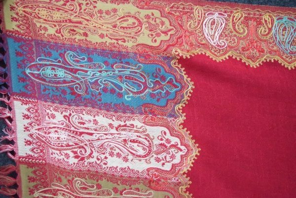 Dark Red Kashmiri Shawl pure wool Kani Pashmina wrap C0649 7 Dark Red Kashmiri Shawl pure wool Kani Pashmina wrap C0649