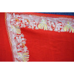 Bridal Red Kashmiri Shawl Zari Border Embroidery Work pure wool Pashmina wrap C0663