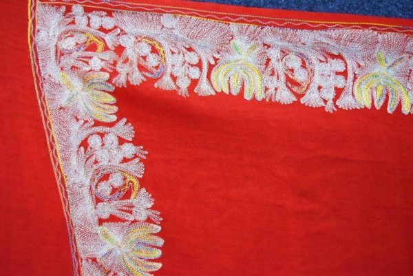 Bridal Red Kashmiri Shawl Zari Border Embroidery Work pure wool Pashmina wrap C0663 4 Bridal Red Kashmiri Shawl Zari Border Embroidery Work pure wool Pashmina wrap C0663