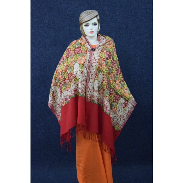 Kashmiri Stole Heavy Embroidery Work pure wool Pashmina wrap C0677