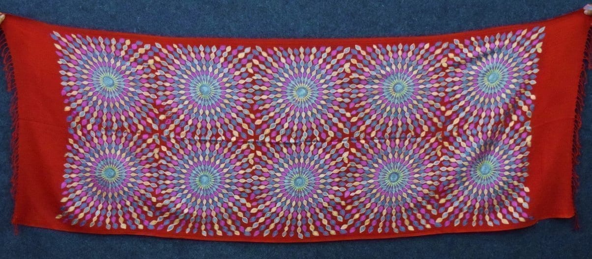 Red Kashmiri Stole Multicolour Embroidery Work pure wool Pashmina wrap C0684 3