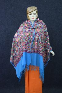 Firozi Kashmiri Embroidered Stole C0685