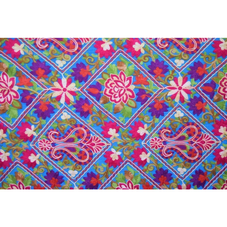 Firozi Kashmiri Stole Multicolour Heavy Embroidery Work pure wool Pashmina C0685