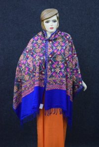Royal Blue Embroidered Kashmiri Stole C0686