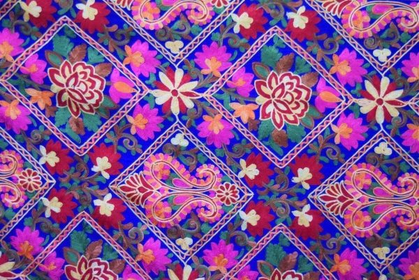 Royal Blue Embroidered Kashmiri Stole C0686 5 Royal Blue Kashmiri Stole Multicolour Heavy Embroidery Work pure wool Pashmina C0686