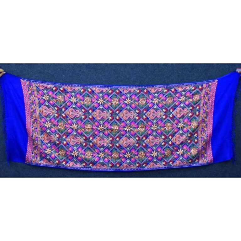 Royal Blue Kashmiri Stole Multicolour Heavy Embroidery Work pure wool Pashmina C0686 Royal Blue Kashmiri Stole Multicolour Heavy Embroidery Work pure wool Pashmina C0686