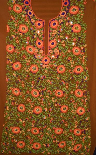 Fully Embroidered Georgette Long Kurti K0373 5 GEORGETTE LONG Kurti Hand Embroidered Party Wear Unstitched Fabric Piece K0373