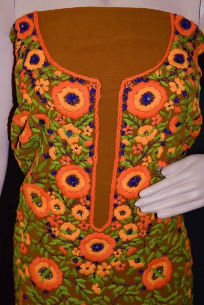 Fully Embroidered Georgette Long Kurti K0373 7 GEORGETTE LONG Kurti Hand Embroidered Party Wear Unstitched Fabric Piece K0373