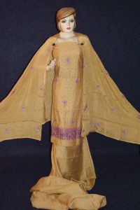 Golden Cotton Embroidered Punjabi Suit with Pure Chinon Dupatta M0331