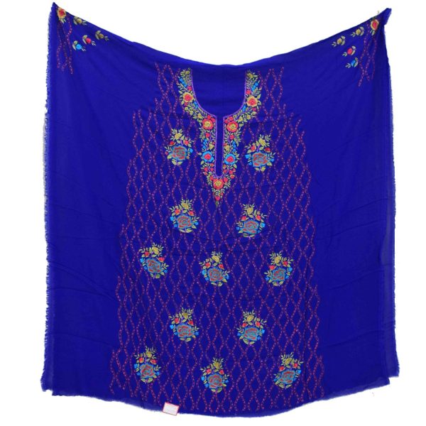 Royal Blue Georgette Embroidered Kurti K0394 3 Royal Blue Georgette Embroidered Kurti K0394